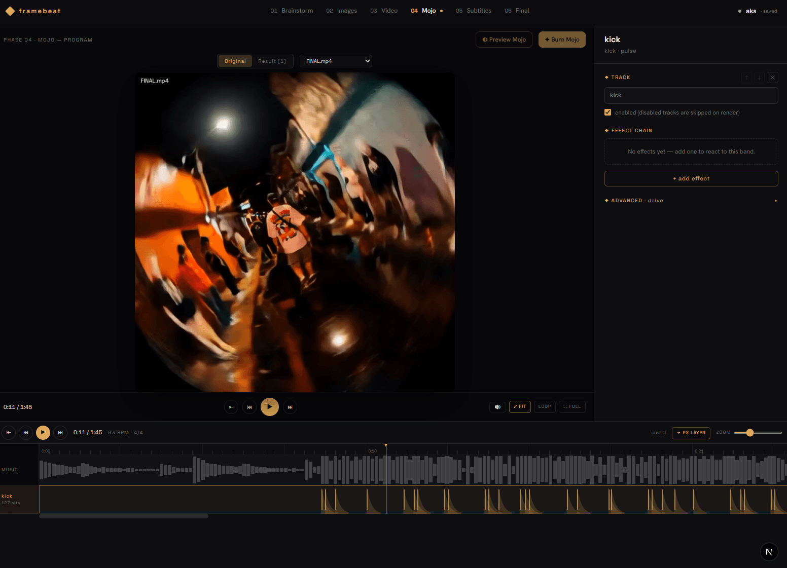 framebeat — Beat-reactive effects mapped from the mix